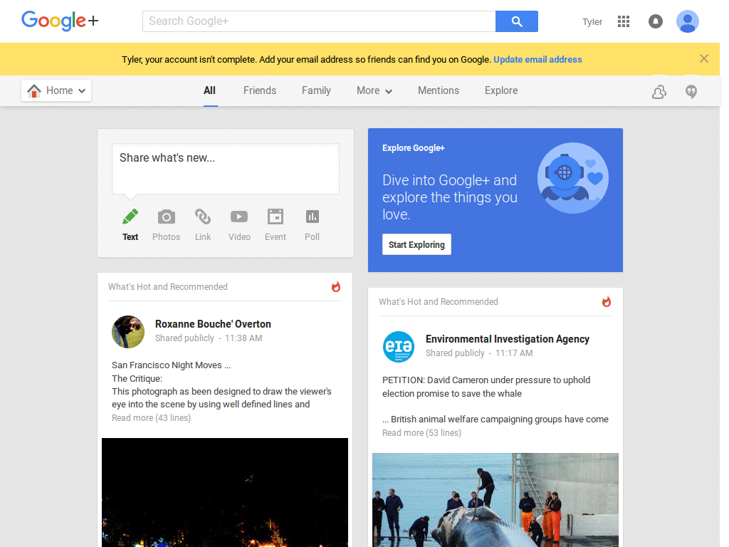 Hide "What's hot on Google+"