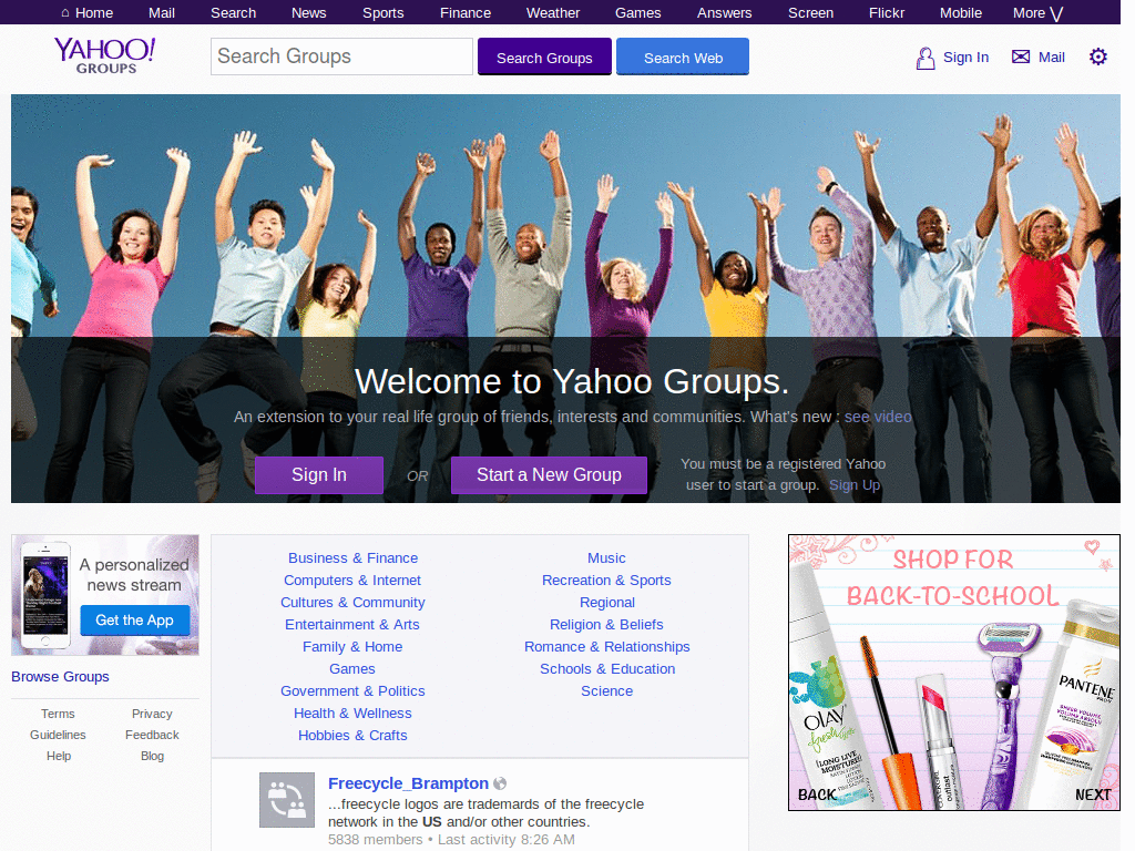Yahoo! Groups - Sans-serif fonts