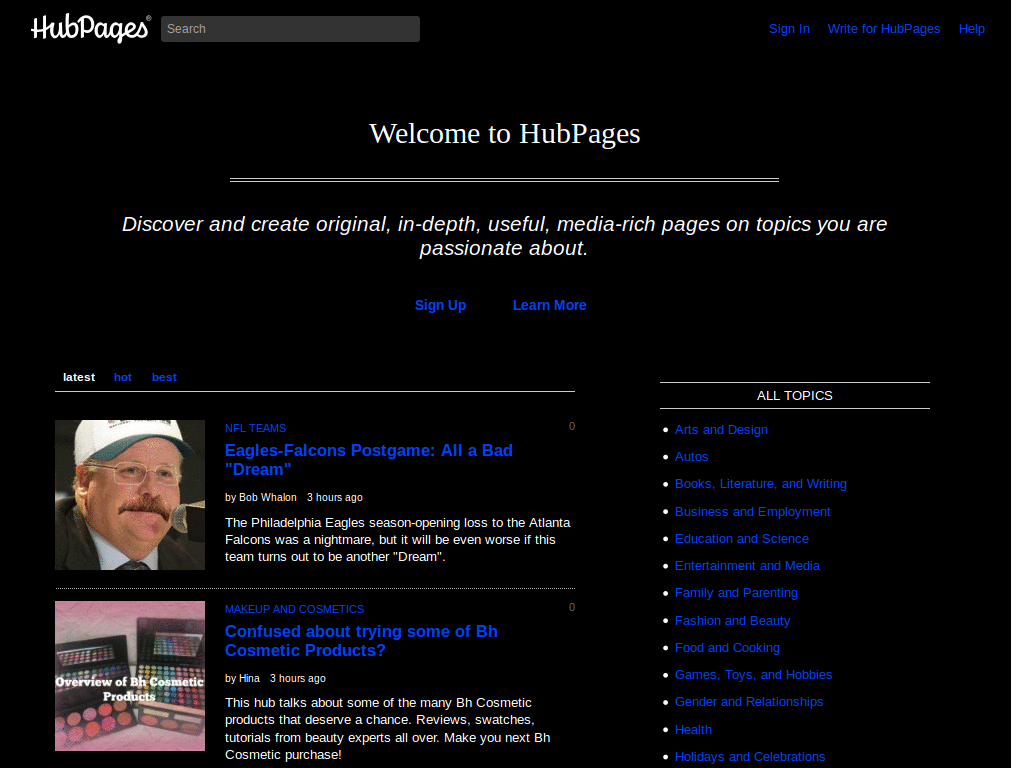 hubpages dark