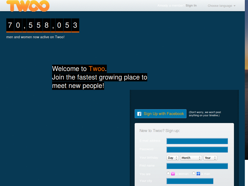 twoo.com blue minimal