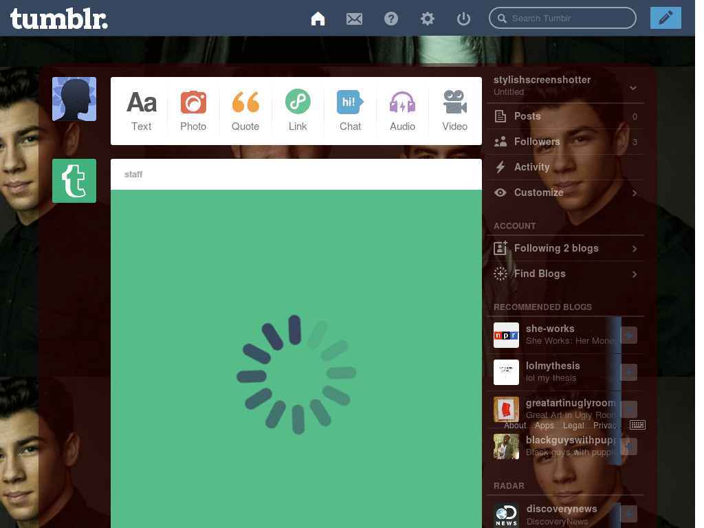 2012 Jonas Brothers Tumblr Dashboard