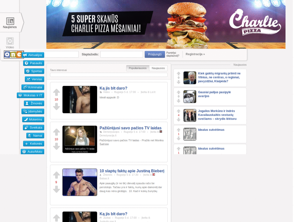 One.lt - Mėlyna tema