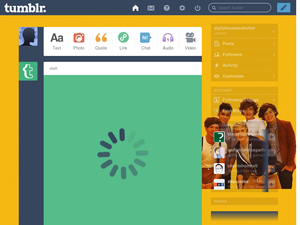 One Direction Dashboard (yellow)