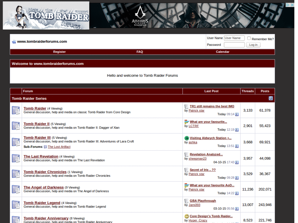 Red color scheme for  Tomb Raider Forums (black)