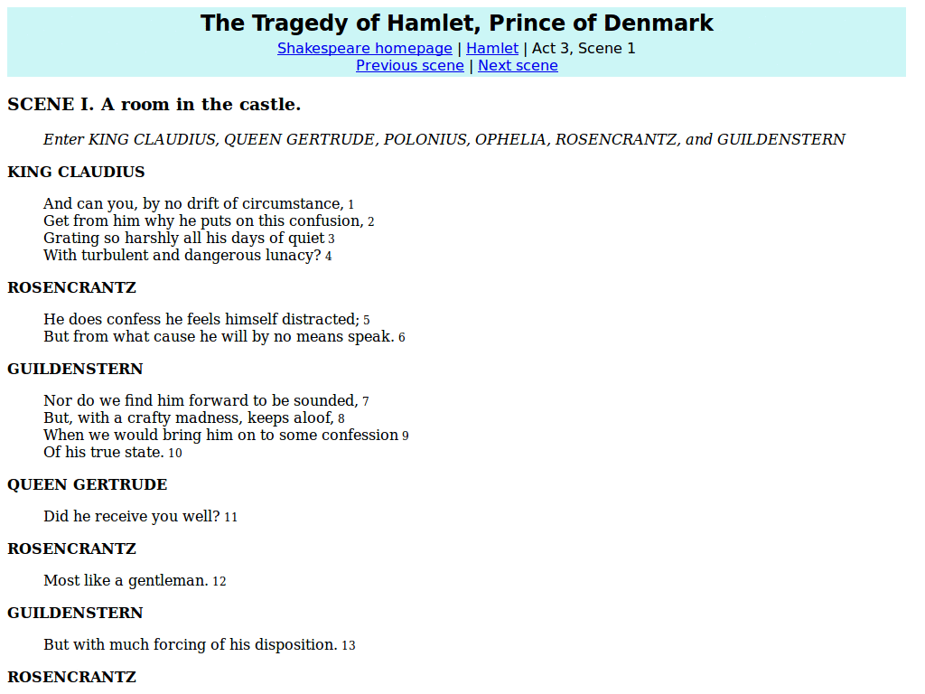 Complete Works of Shakespeare (MIT) - Line numbers