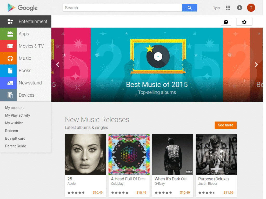 Google Play website for work