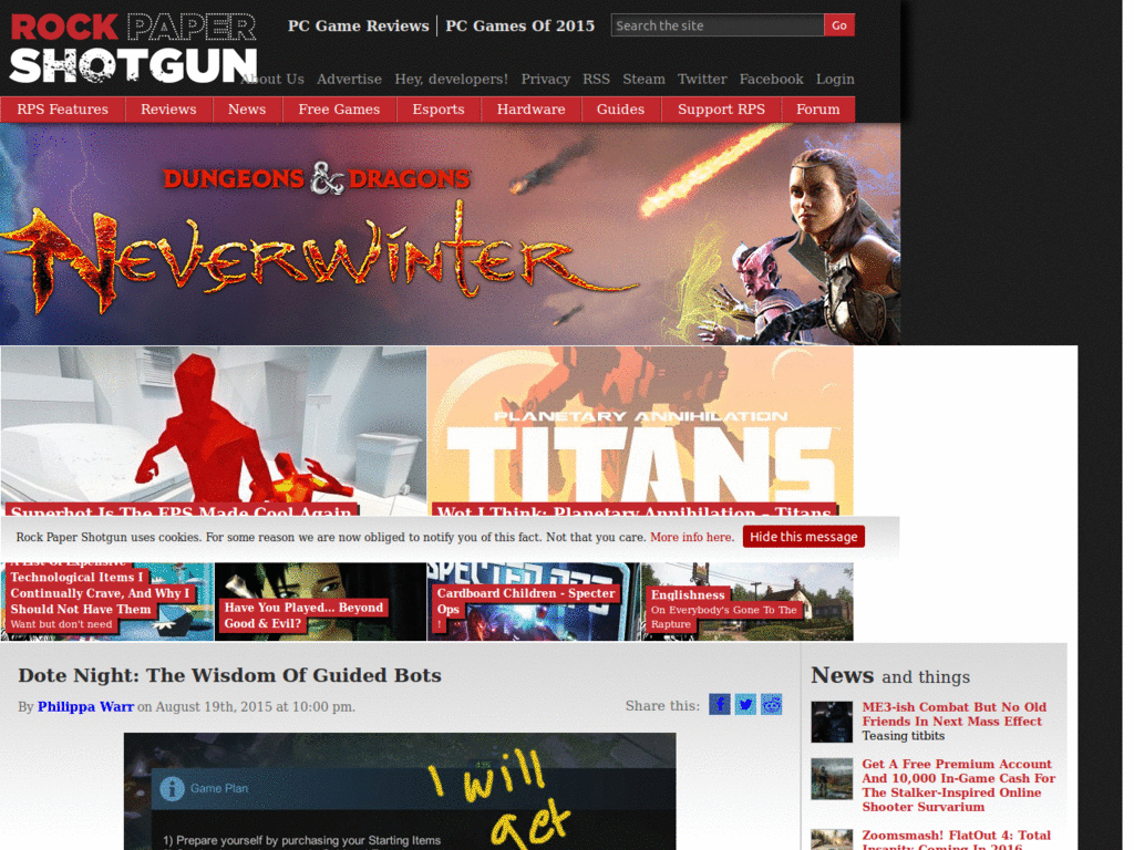 Rock, Paper, Shotgun: Clearer links and wider main