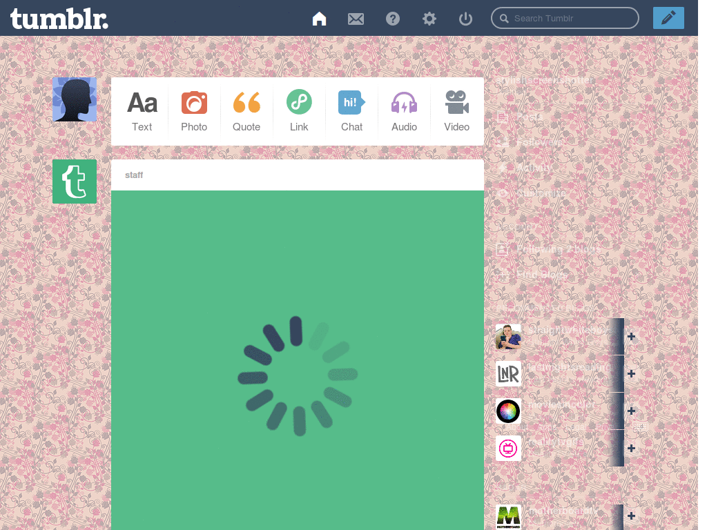 Dashboard Tumblr
