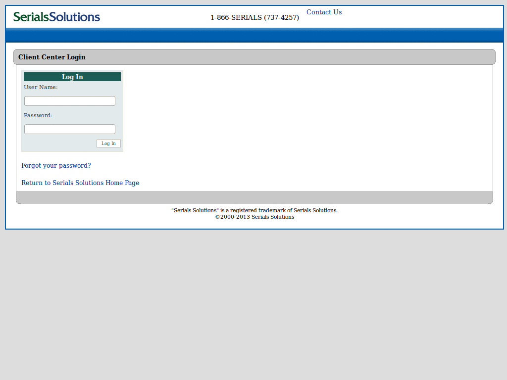 SerialsSolutions Client Center