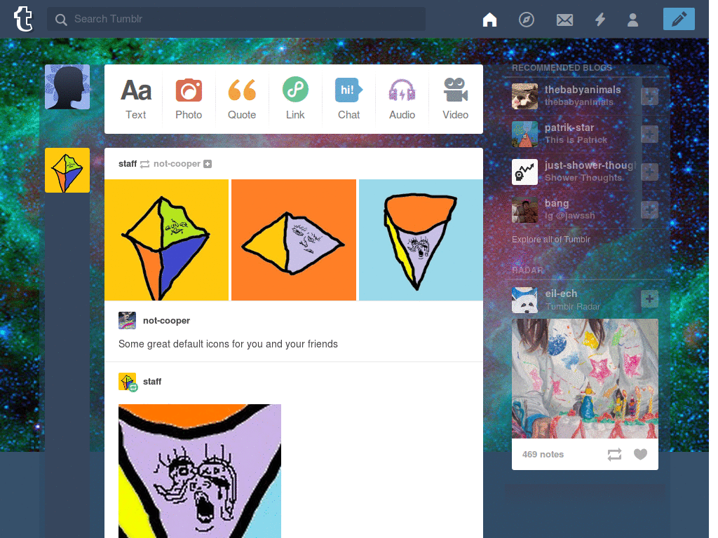 Spaced Out Tumblr Dash Theme