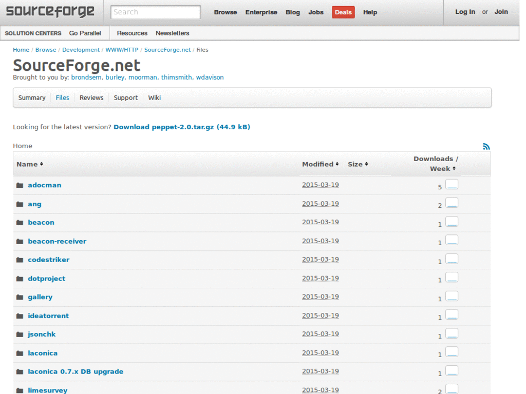 SourceForge - Files - Full Width