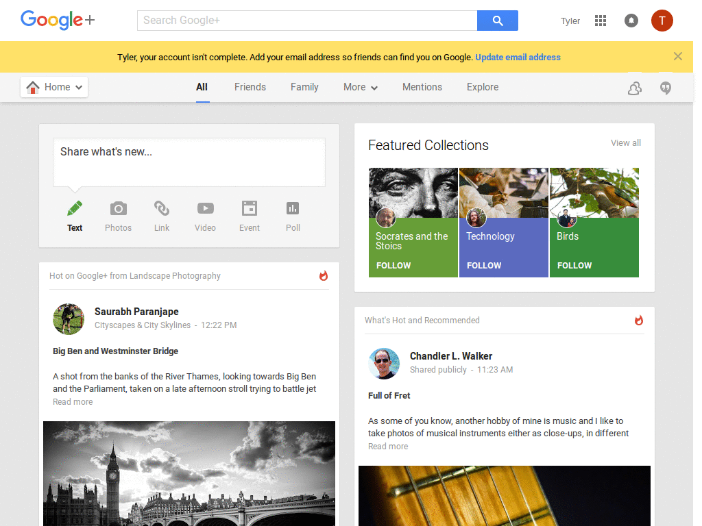 Google Plus Wide Posts with Chat