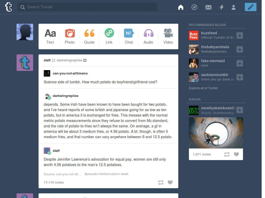 Tumblr Dashboard - Peregrine Mendicant (Homestuck)