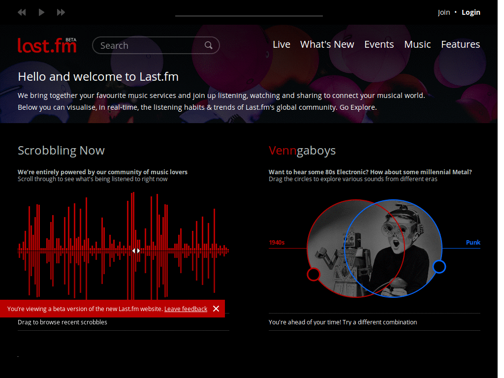 Last.fm - No Radio buttons