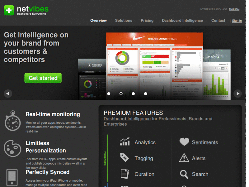 netvibes.com Reader: Navigation on top