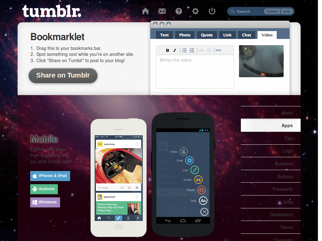Galaxy Tumblr Dashboard
