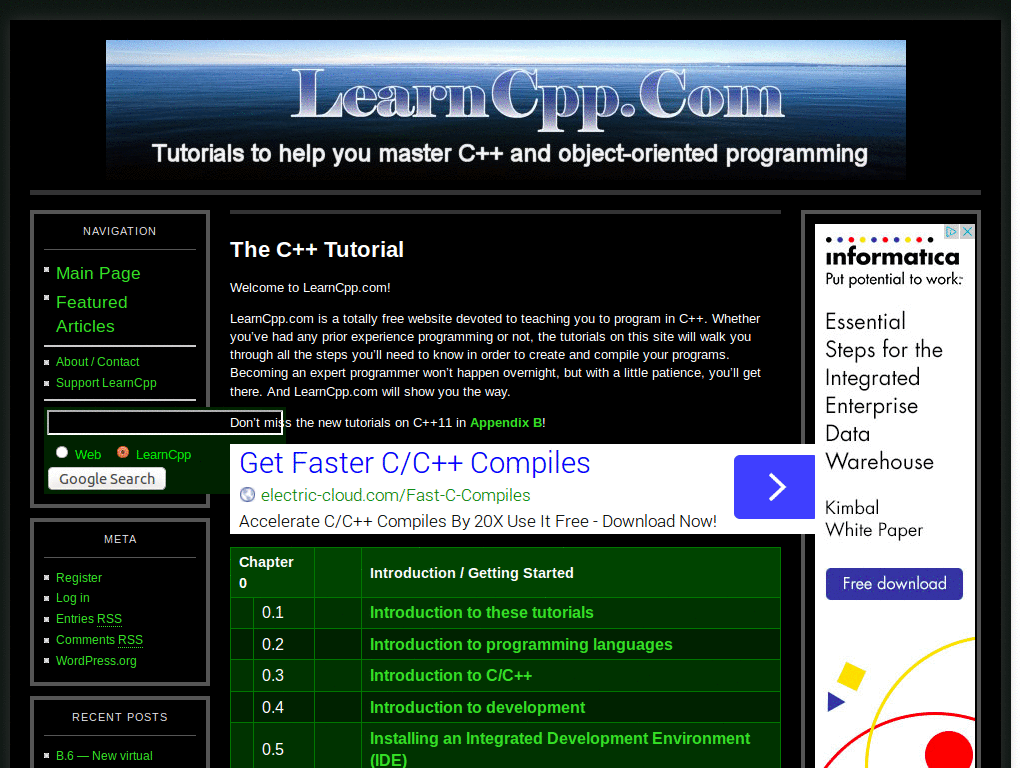LearnCPP.com Dark Green Theme