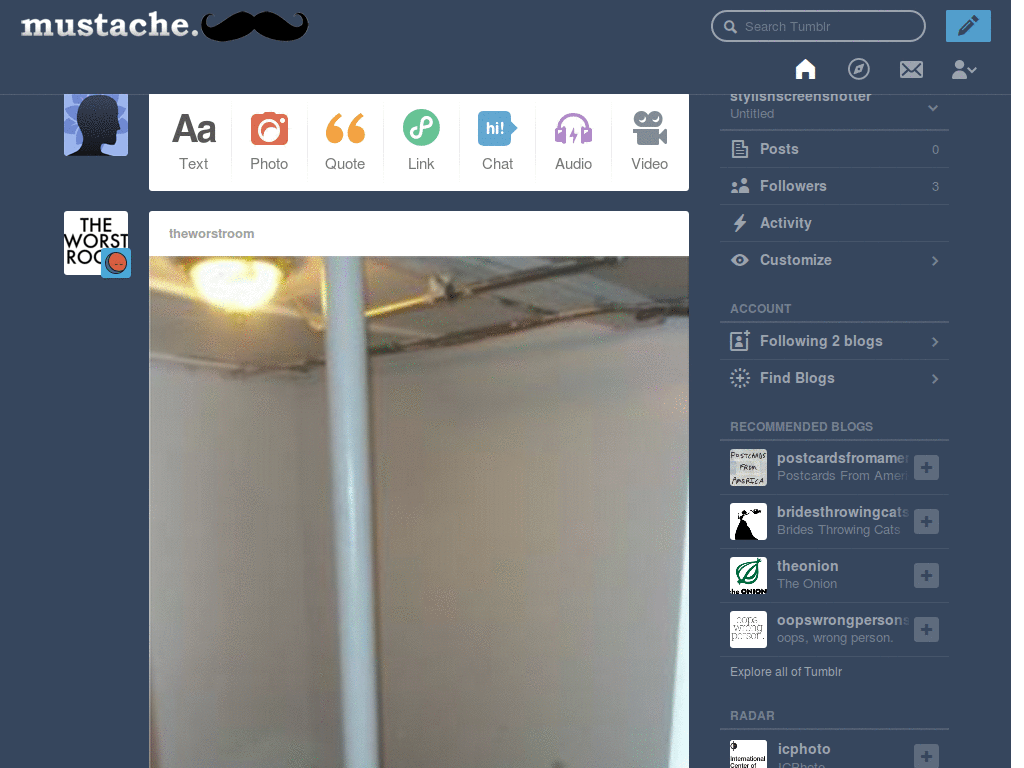 Mustache Tumblr's logo