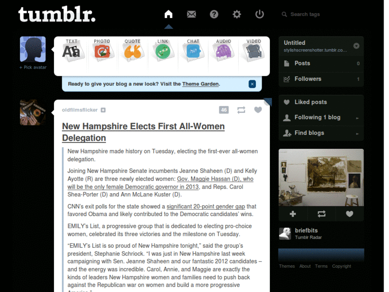 Kai Tumblr Dasboard Theme