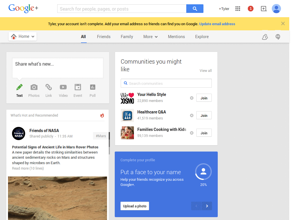 Google plus wide + hide elements