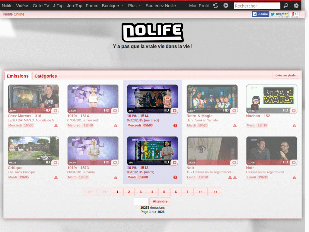 Nolife Online - pas de suggestions