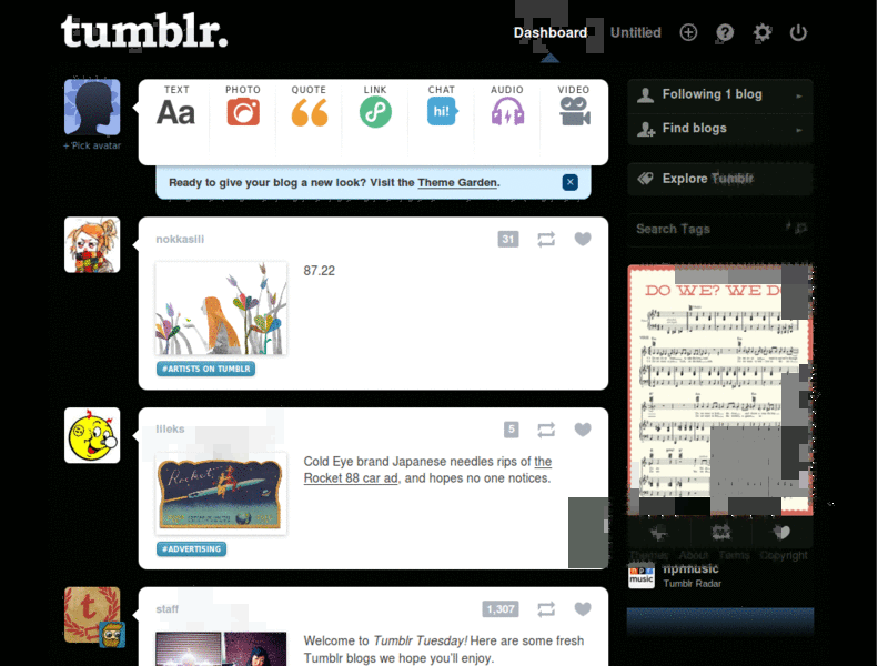Kris Tumblr Dasboard Theme