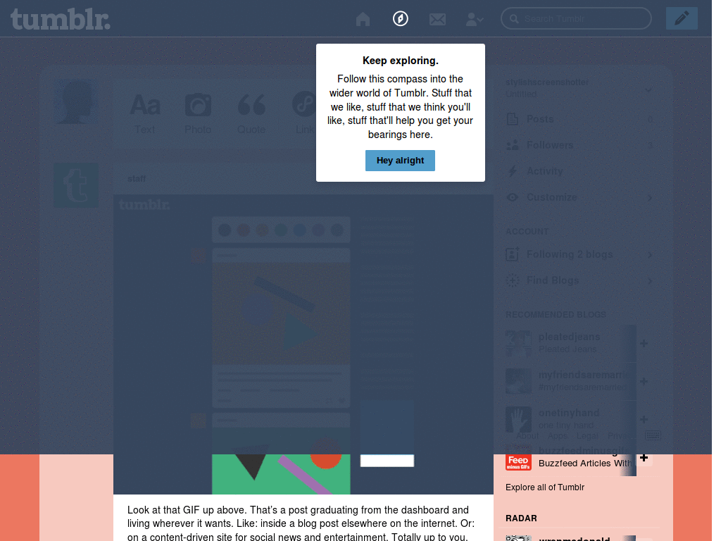 Coral Colour Tumblr Dashboard
