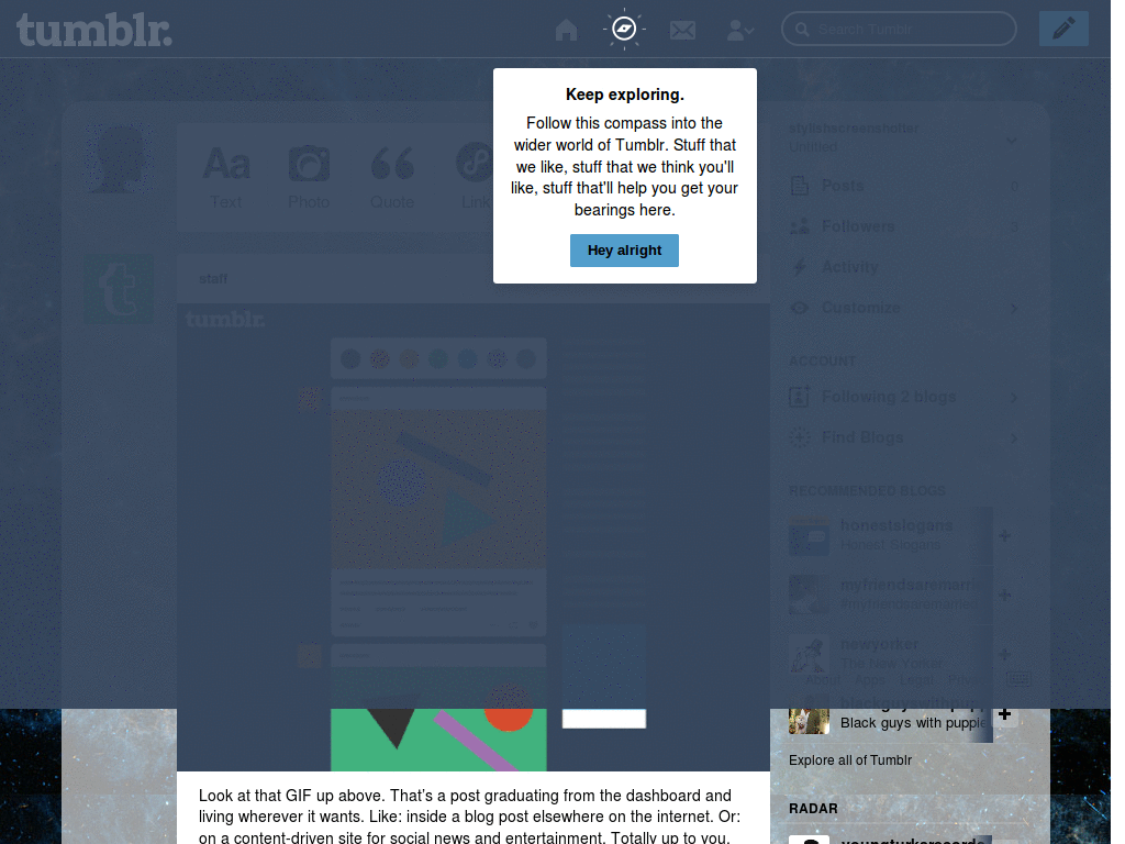 Nebula Tumblr Dashboard