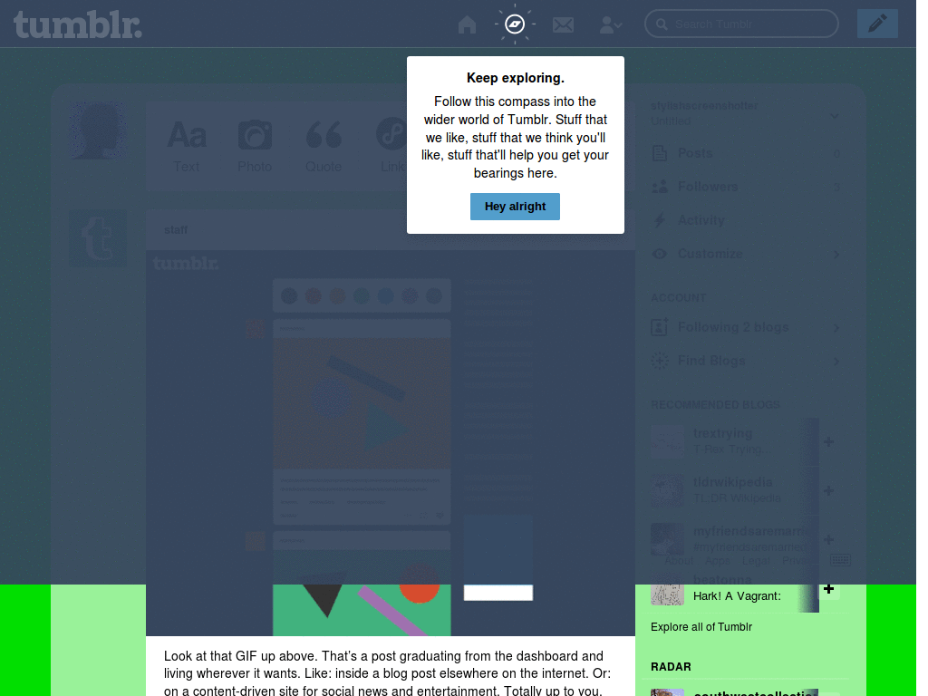 Lime Green Tumblr Dashboard