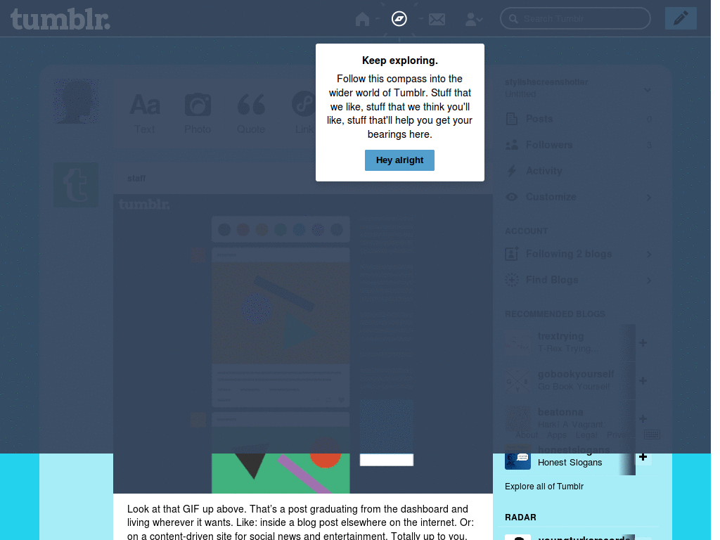 Plain Aquamarine Tumblr Dashboard
