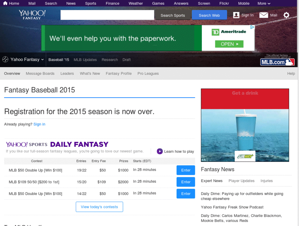 Yahoo! Fantasy Sports - Minor improvements