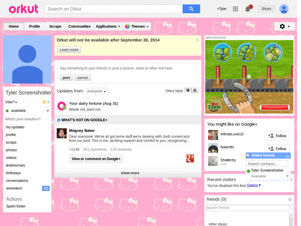 Orkut - Hello Kitty 1  ( by Templah.com )