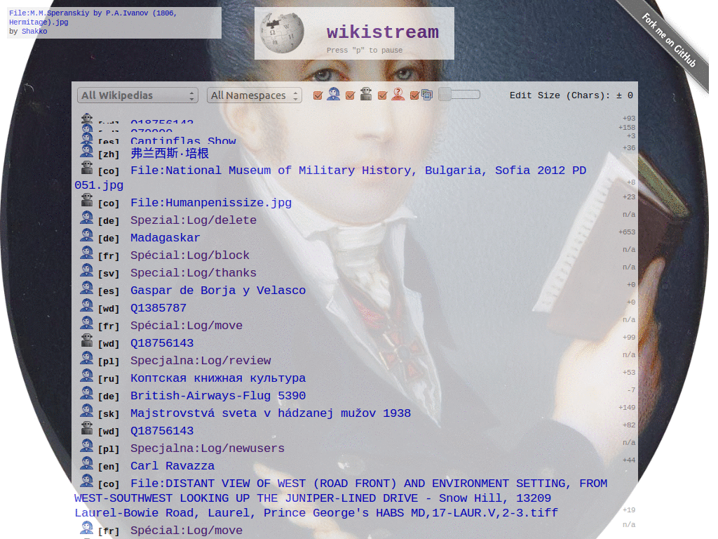 wikistream screensaver