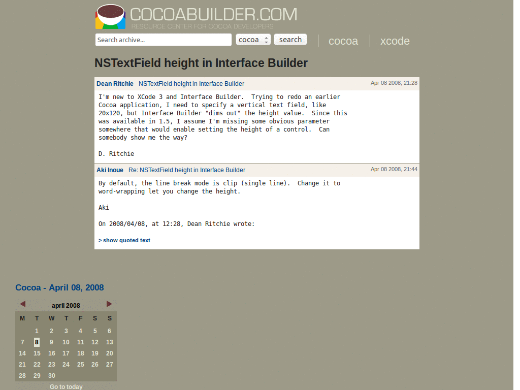 CocoaBuilder.com for Large displays