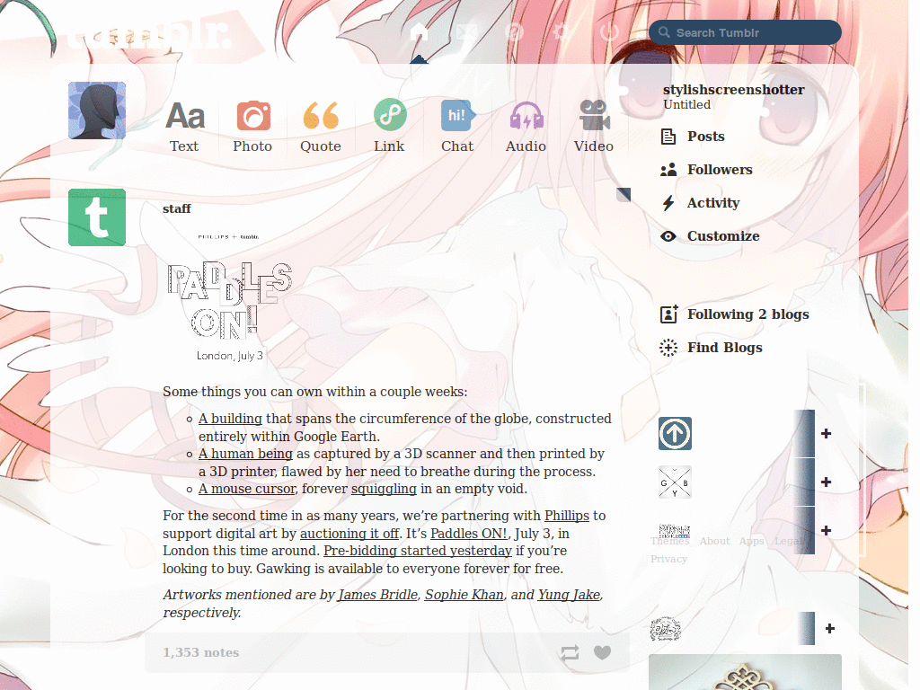 Godoka Tumblr Dashboard