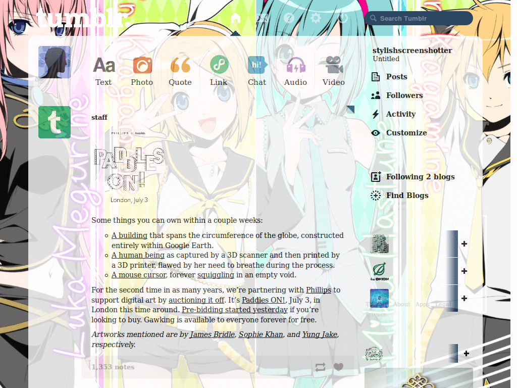 Vocaloid Tumblr Dashboard