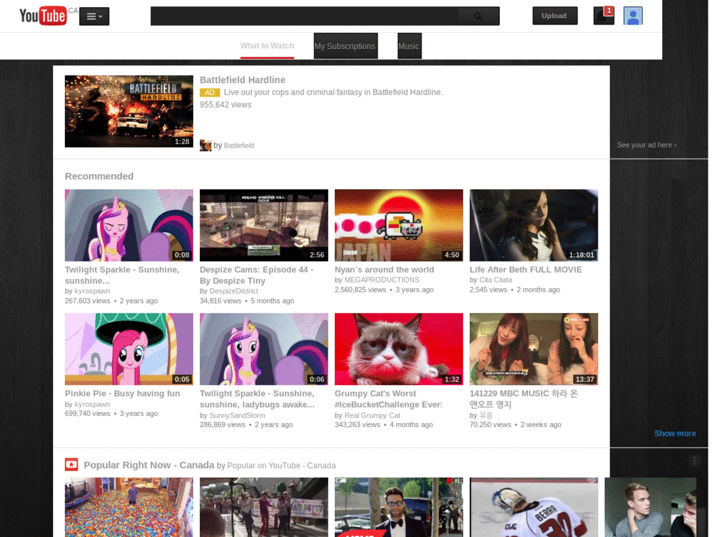 YouTube Black Lights Off / Dark Gray Wood