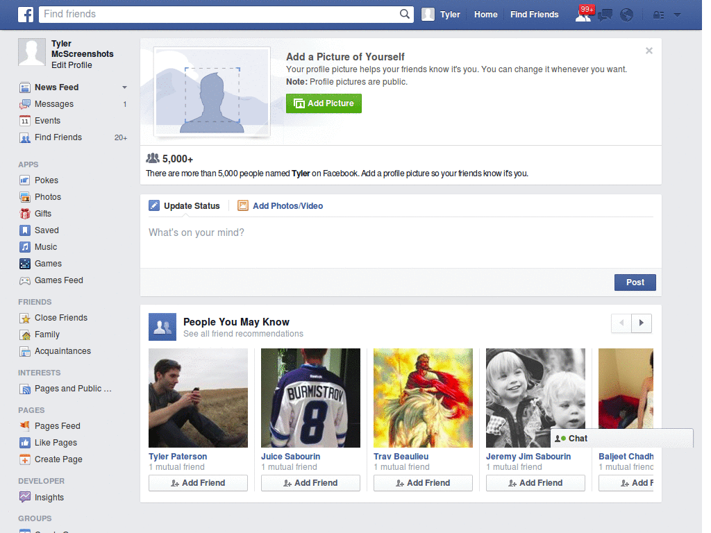 Facebook: Remove the right column