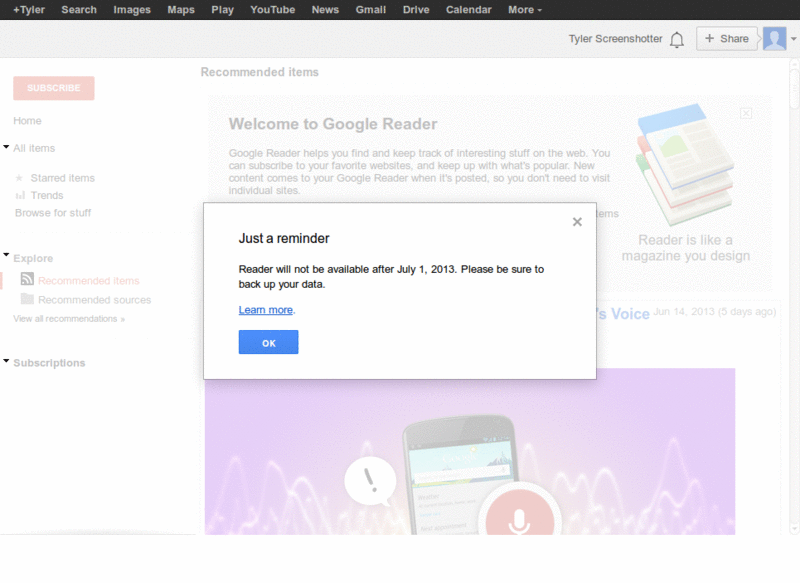 Perfect Dark Google Reader - hide search