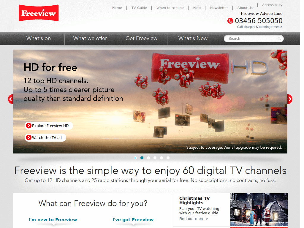 Freeview TV Guide - timeline