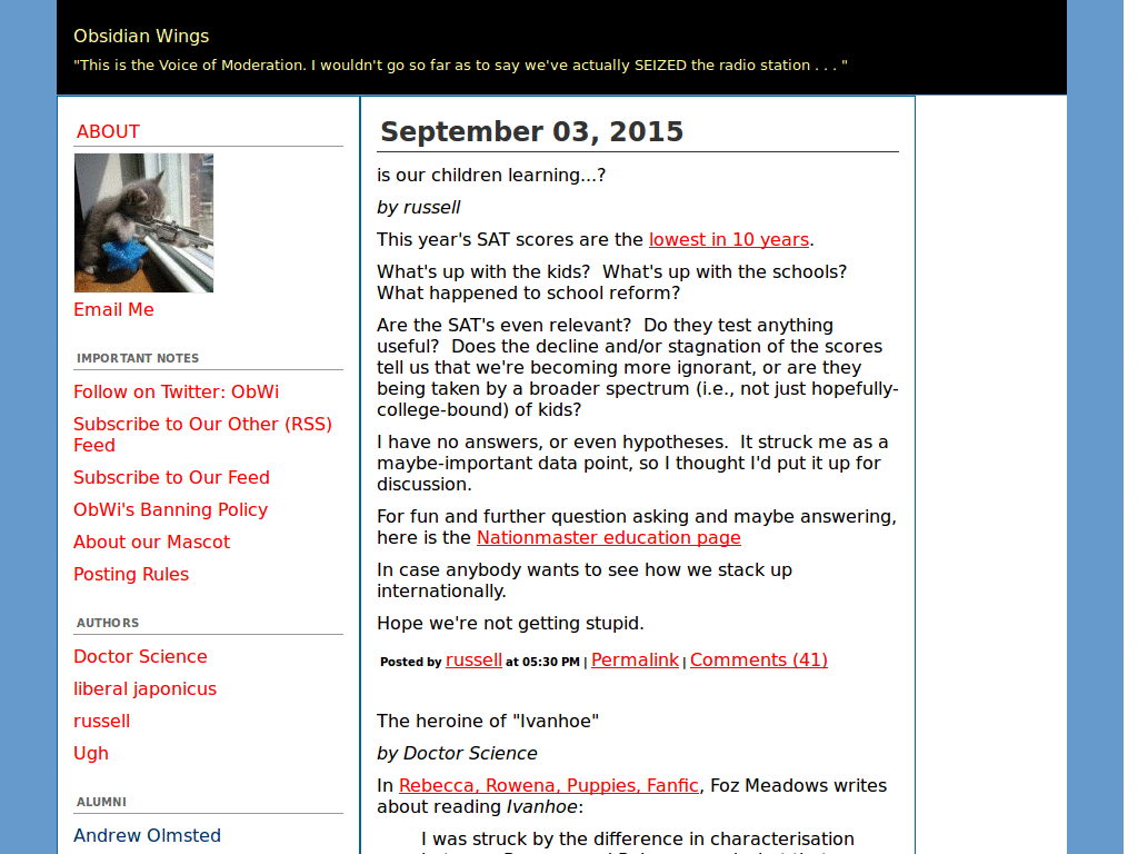 Obsidian Wings reader