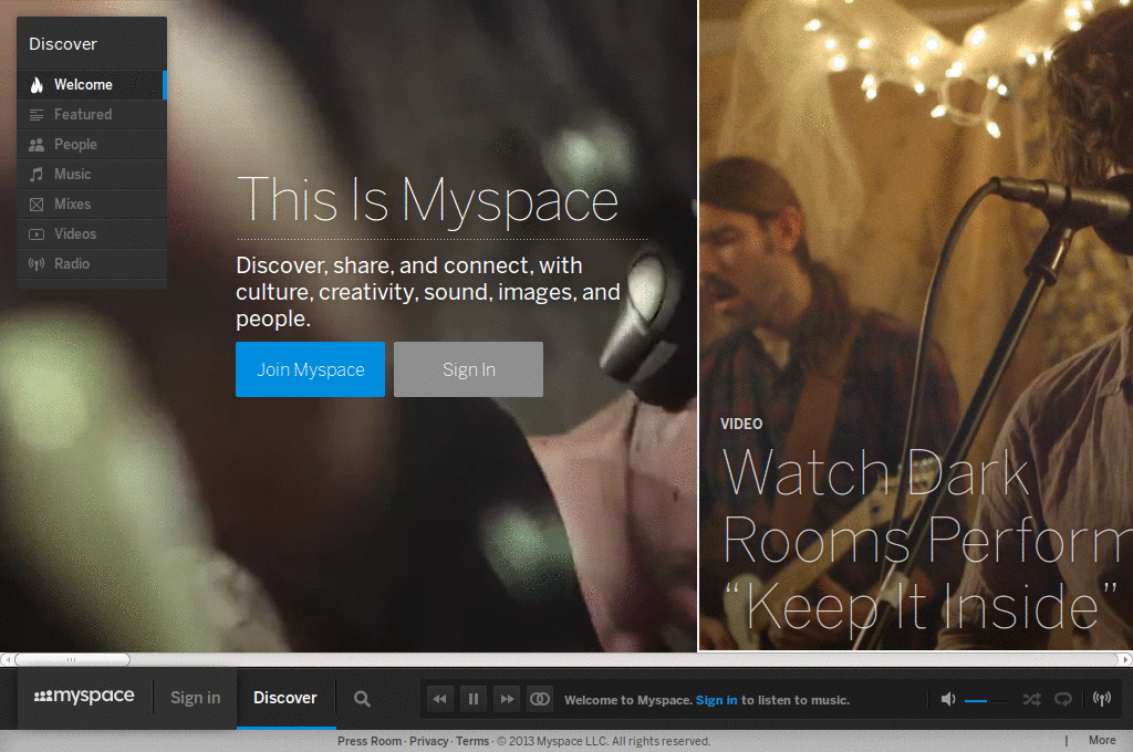 Simplified mail.myspace.com