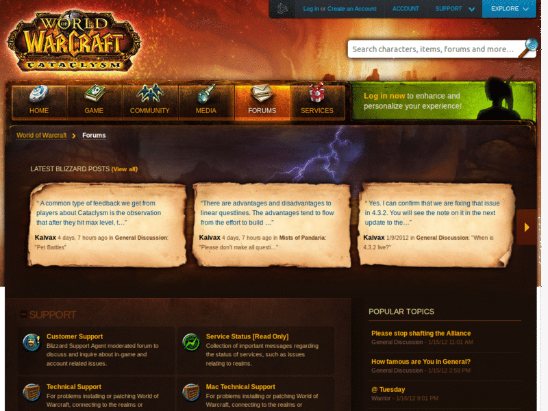 WoW forums wotlk theme