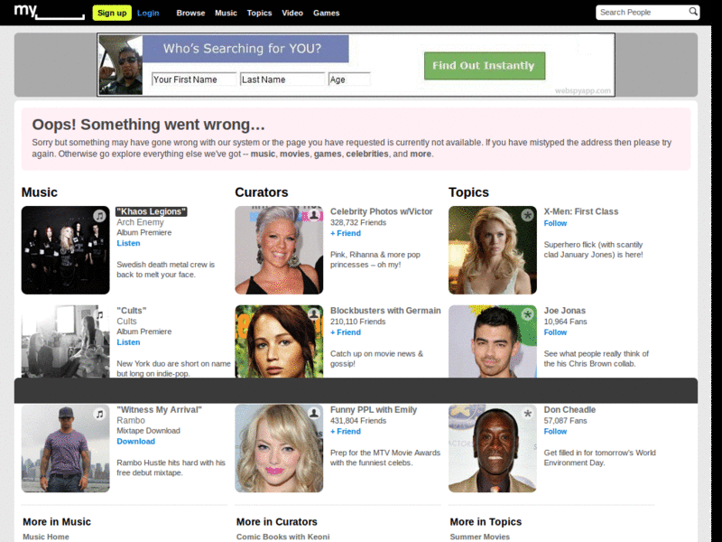 Simplified collect.myspace.com