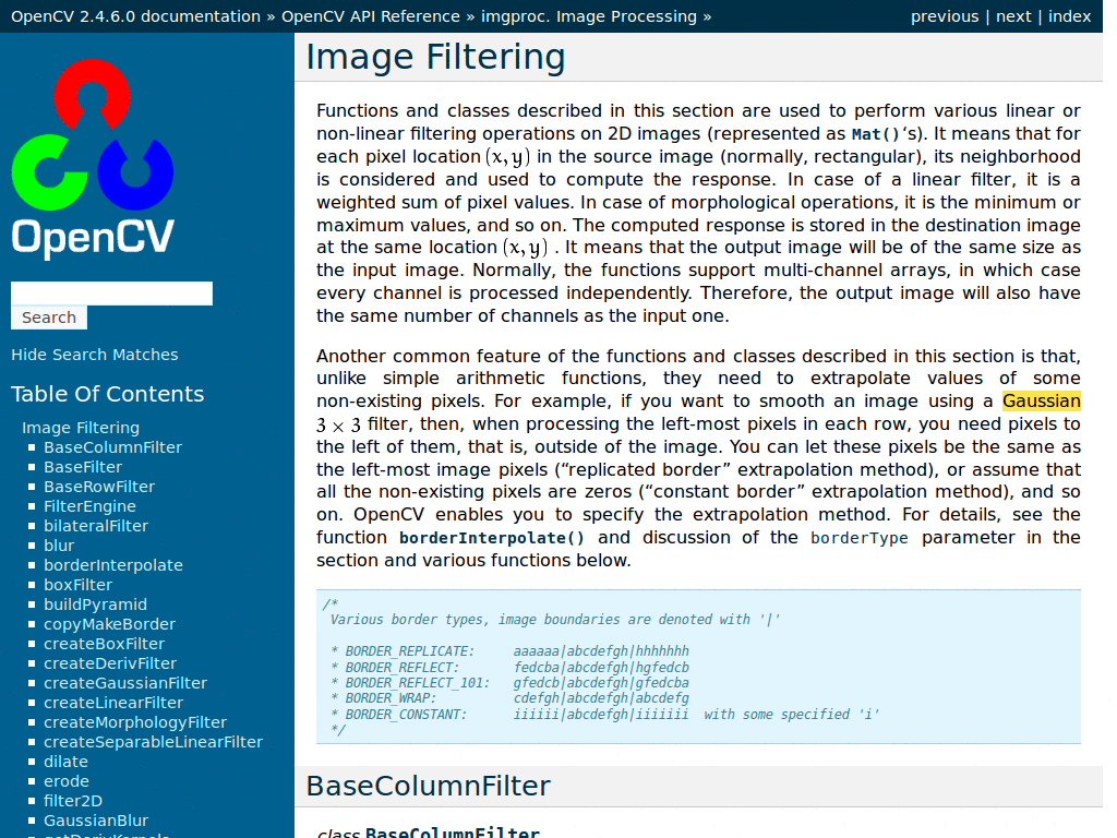 OpenCV2.4 Docments for C++