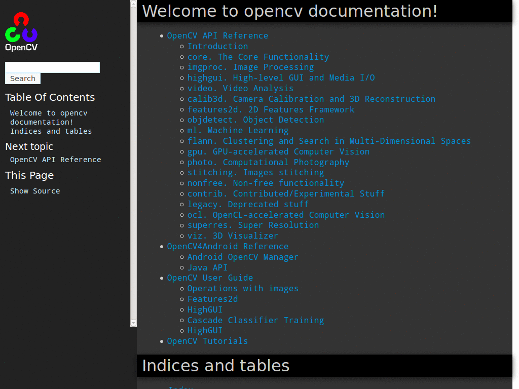 OpenCV4.2 Documents Black