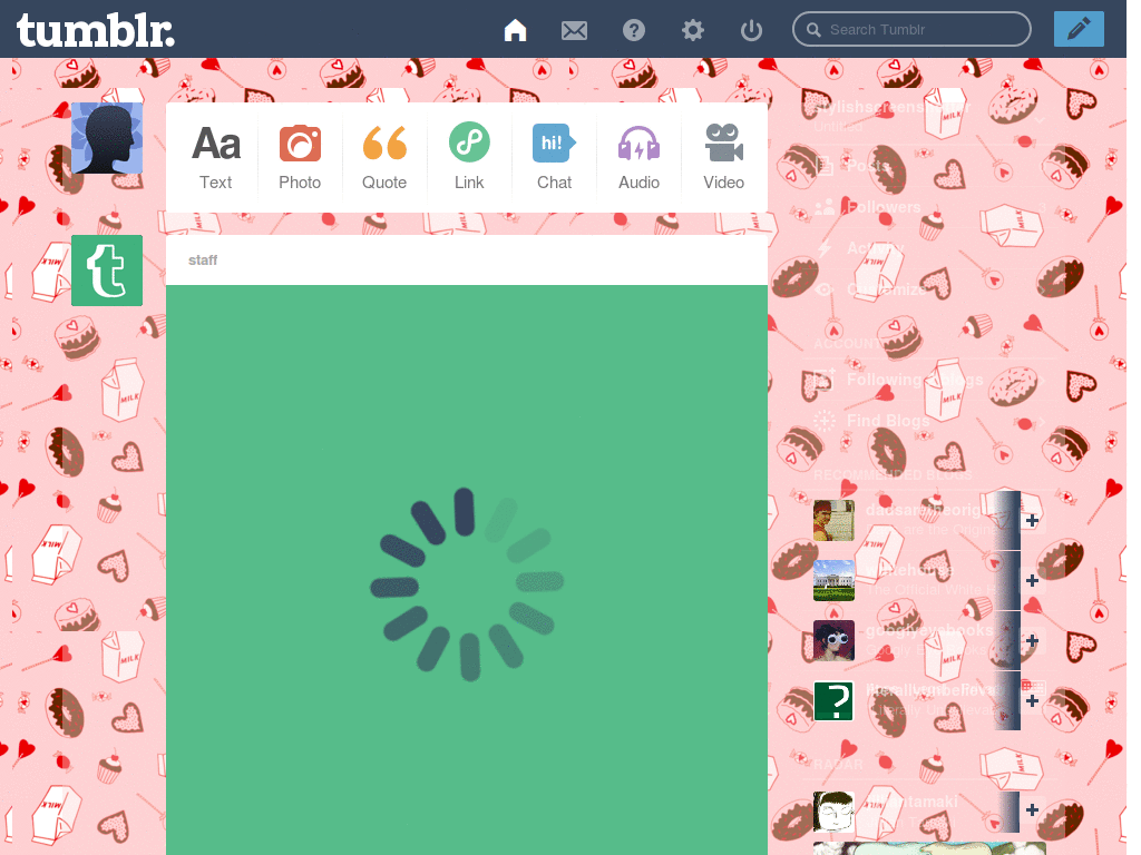 cute pink tumblr dash
