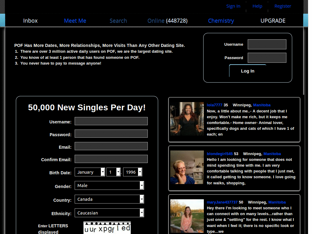 plenty of fish / pof dark