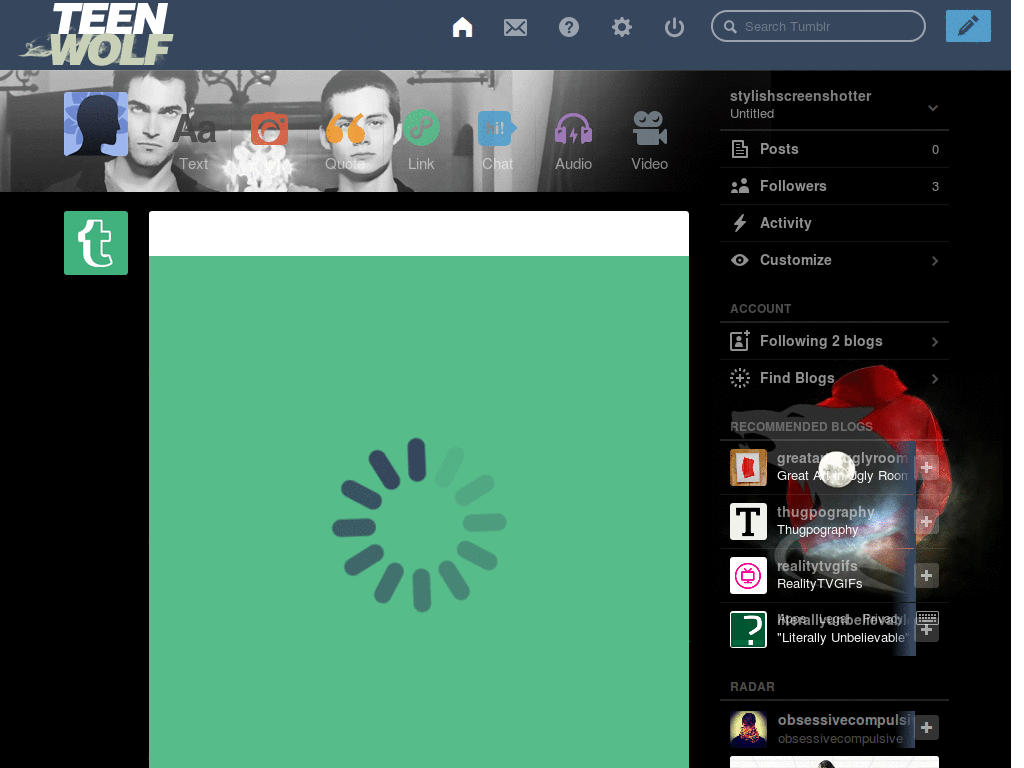 Sterek Tumblr Dashboard Theme - Flipped