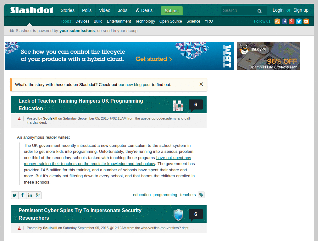Slashdot - remove entire right column
